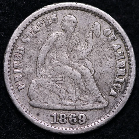 1869-S Seated Liberty Half Dime CHOICE FINE FREE SHIPPING E767 RNR Cover