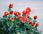 Original Oil Painting Rose Bush  16x20" Julia Lu