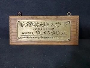 Bronze Wall Plaque Drysdale cCo Ltd Engineers Yoker Glasgow Wood Mount Man Cave - Picture 1 of 8