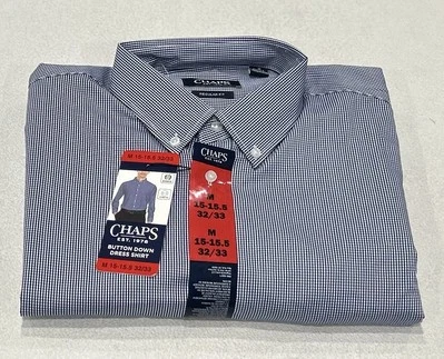 Chaps Men's Regular Fit Button-Down Dress Shirt, Blue, Size M (15-15.5, 32/33) - Image 1 of 2