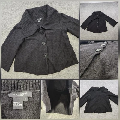 Sandro Sweater Womens Medium 100% Wool Collared Button Up Cardigan Jacket - Image 1 of 4