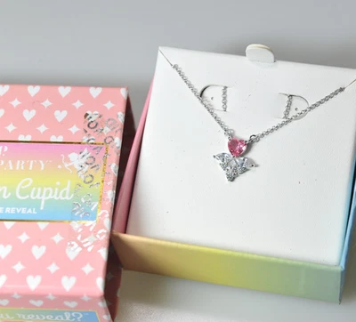 Bomb Party Cuter Than Cupid Kid reveal heart Pink 16" chain pendant box B - Image 1 of 4