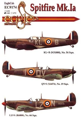 EagleCals Decals 1/48 SUPERMARINE SPITFIRE Mk.Ia British Fighter Part 2 - Image 1 of 4