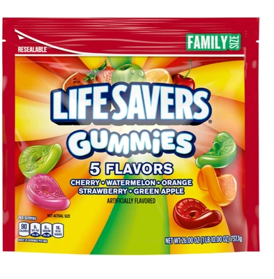 Life Savers Gummies 5 sabores caramelo de verano gomoso, tamaño familiar bolsa de 26 oz Foto 1 de 4