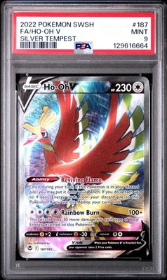 2022 Pokemon SWSH Silver Tempest #187 Full Art Ho-Oh V PSA 9 MINT Trusted Seller - Image 1 of 2
