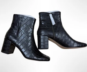 New Splendid Heather IV Croc-Embossed Block Heel Booties 8.5 - Picture 1 of 6