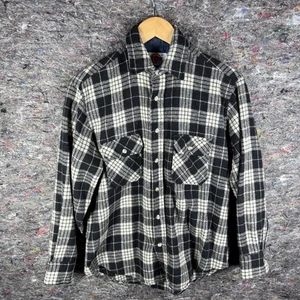 Vintage Dickies Shirt Mens Small Black White Plaid Wool Flannel Made Korea 90s - Picture 1 of 13
