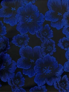 BLUE BLACK Floral Brocade Fabric (60 in.) Sold By The Yard - Picture 1 of 1