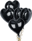 Pack of 5 Black Heart Balloons, 18 Inches Heart Shape Foil Balloons, Heart Ballo