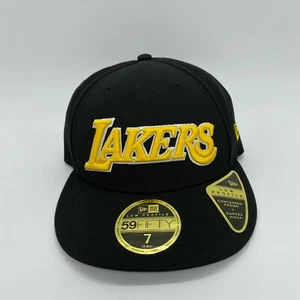 New Era 59Fifty Low Profile Los Angeles Lakers NBA Snapback Hat Cap Black Size 7 - Picture 1 of 6