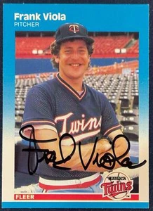 1987 FLEER SIGNED FRANK VIOLA CARD #554 MINNESOTA TWINS IN PERSON AUTOGRAPH - Picture 1 of 2