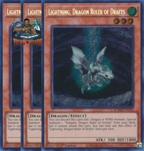 Yugioh! 3x Lightning, Dragon Ruler of Drafts BLMM-EN124 Secreto Raro 1ª Edición Casi Nuevo - Imagen 1 de 1