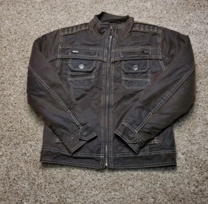 Buckle BKE Antique Jacket Medium Boys Brown Full Zip Pockets Western Fatigue - Picture 1 of 10