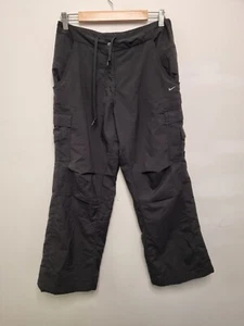 vintage nike cargo pants size 10 black track pants pockets drawsting dry fit y2k - Picture 1 of 10