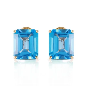 14 CTW 14k Solid Yellow Gold Distinction Blue Topaz Earrings - Picture 1 of 5
