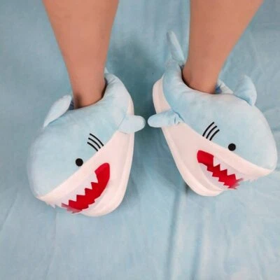 HOT Unisex Soft Sharks Slippers Plush Comfy Animal Bedroom Indoor Winter Slipper - Image 1 of 4