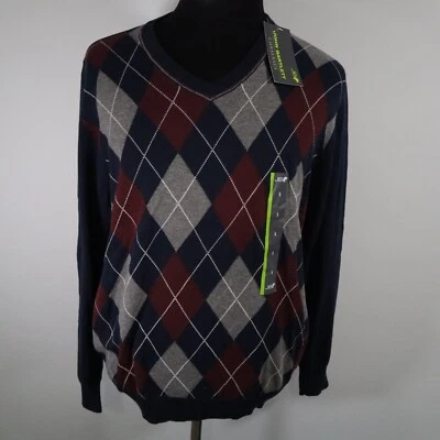 Suéter John Bartlett Consensus masculino pequeno pulôver gola V azul marinho manga longa novo com etiquetas - Imagem 1 de 4