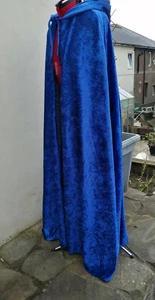 mantello con cappuccio foderato a punta velluto schiacciato blu reale (cd40cv) principessa fantastica - Foto 1 di 9