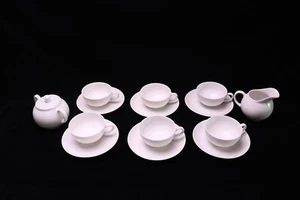 1382 ARZBERG White Demitasse Mini Set Cup Saucer & Creamer & Sugar 14 pc Germany - Picture 1 of 9