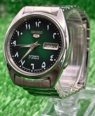 复古精工 5 自动 || 绿色表盘 || 男式复古手表 || 17 珠宝 — 第 1/4 张图片