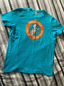 Hollister Mens Pale Blue ‘Calif Surf Team’ Graphic T-shirt, XL Slim Fit, VGC. - Picture 1 of 5