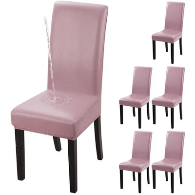 Fundas impermeables para sillas de comedor, funda de silla de cuero PU elástica para comedor Ch... Foto 1 de 4