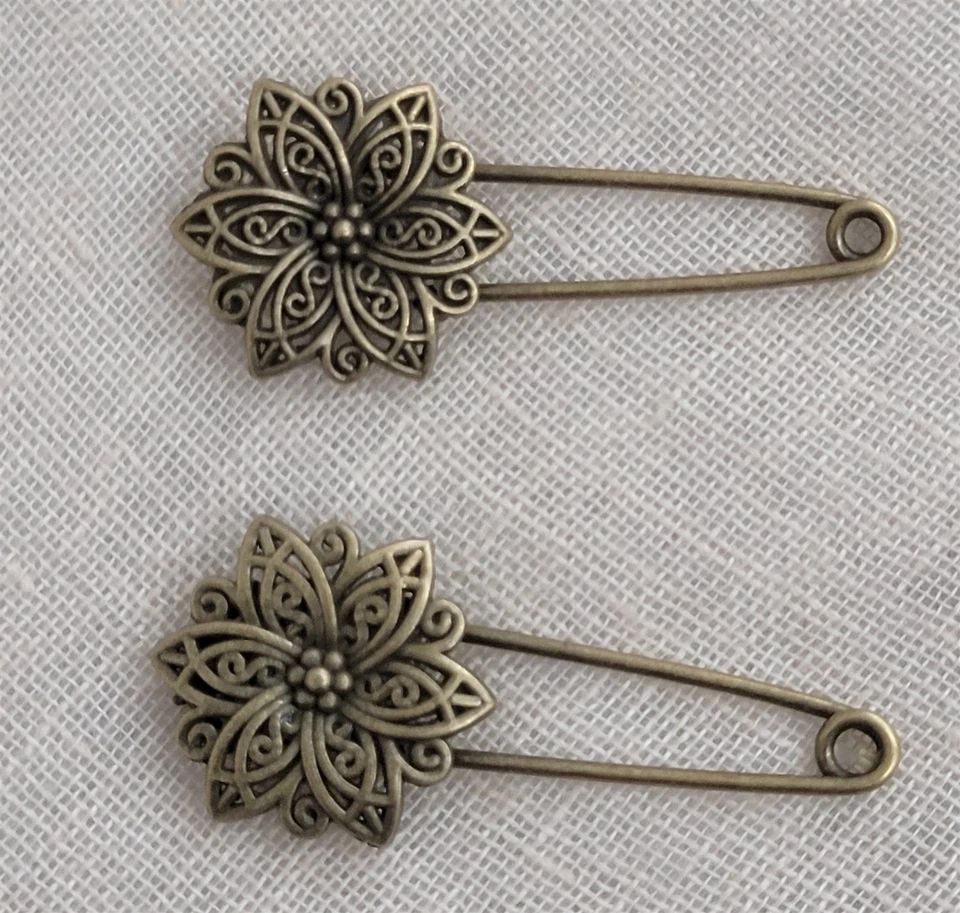 Broche prendedor de falda escocesa victoriana Trading 2 filigrana dalia papillón bronce 30F Foto 1 de 1