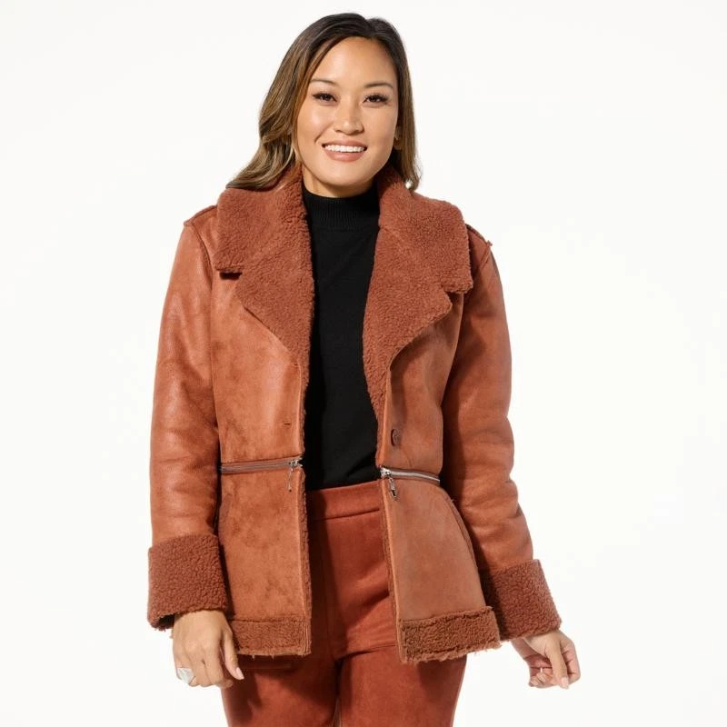 Chaqueta GREY by Jhoan Sebastian Gris 2 en 1 Piel de Oveja/Imitación Cuero Cobre XL Nueva Foto 1 de 1