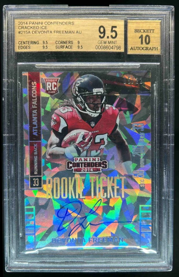 2014 Contenders Devonta Freeman RC Cracked Ice Ticket Auto #5/22 BGS 9.5/10 - Image 1 of 2