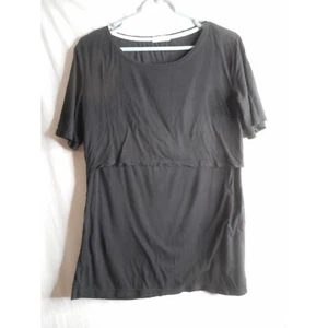Black Maternity knit Nursing top Sz XL by Small Show short sleeve - Picture 1 of 4