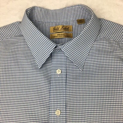 Roundtree & Yorke Gold Label Shirt Mens 2X Blue Check Short Sleeve Non Iron - Image 1 of 4