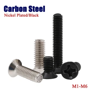 Phillips Countersunk Screw Flat Head Bolts Carbon Steel Nickel Plated/Black - Picture 1 of 183