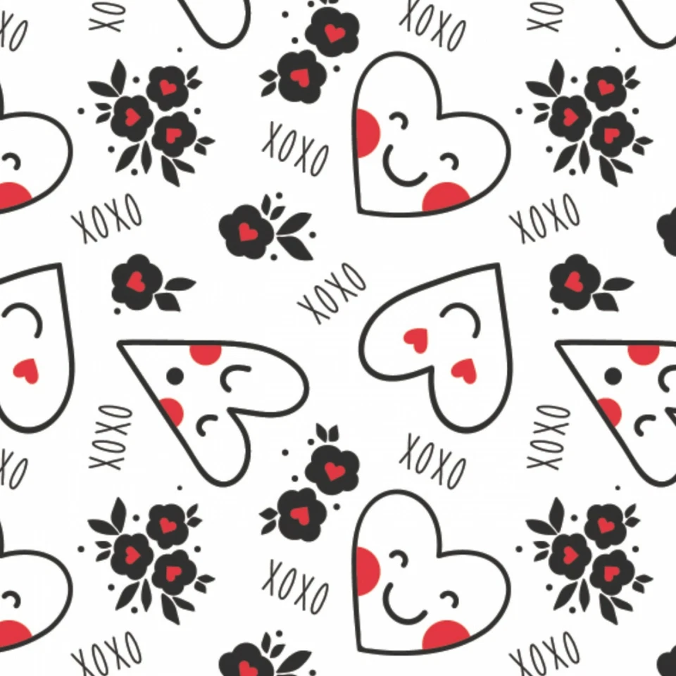 Personified Hearts White/Red Premium Quality 100% Cotton Sold by The Yard - Image 1 of 1