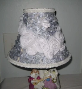 Small to medium blue with white rose & braid trim handmade lamp shade - Picture 1 of 11