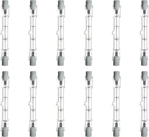 12Pack Mini Tube 118mm Double-Ended T3 Bulb, R7s Clear, 3200K, 500W, 9000LM - Picture 1 of 3