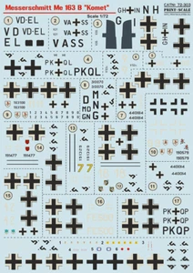 Stampa scala 72-303 scala 1/72 decalcomania per aereo - Messerschmitt Me.163 Komet - Foto 1 di 12