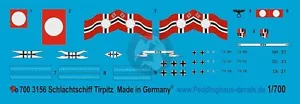 Peddinghaus 1/700 Tirpitz acorazado alemán marcas de la Segunda Guerra Mundial (con plano flotante) 3156 - Imagen 1 de 1
