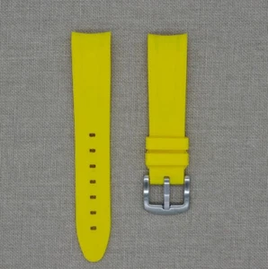 Tempomat 20mm Curved Yellow Rubber Strap Fits Rolex Submariner,Swatch Omega Moon - Picture 1 of 5