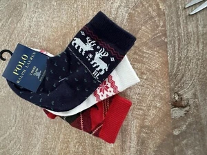 Polo Ralph Lauren 3 Pairs Crew Socks Size 18-24 M - Picture 1 of 6