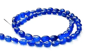 Blue Sapphire Beads Smooth Oval Rondelle Beads,Size 8-10 mm, 16 Inches Strand. - Picture 1 of 6
