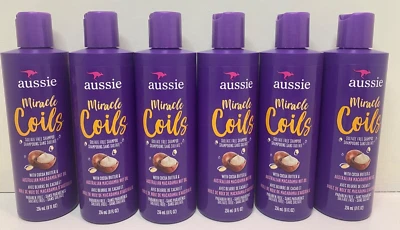 (6) Aussie Miracle Coils Sulfate Paraben Free~cocoa butter/macadamia oil~Shampoo - Image 1 of 2