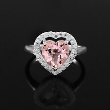 Pink Topaz Ring 925Sterling Silver Woman Ring Engagement Heart Ring Gift For Her