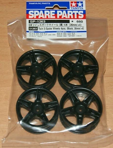 Tamiya 51263 Twin 5-Spoke Wheels 4 Pcs. (Black, 26mm/+4) (Ferrari FXX) - Picture 1 of 2