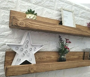Solid Wooden Picture Photo Books Shelf Ledge Handmade Shelves Colours Available - Picture 1 of 12