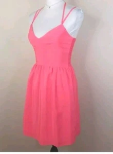 *Amanda Uprichard Women's Large Silk Mini Flueo Pink Fitted Strappy New Tags - Picture 1 of 6