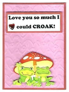 FROG LOVE COULD CROAK Anniversary or Love Greeting Card - Handmade A2 Size SALE - Picture 1 of 1