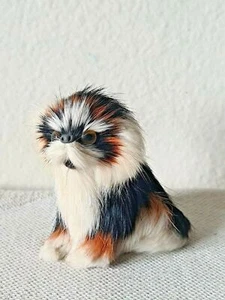 Vintage Rare Handmade Dog with Real Hair Fur Life Like Animal Collectible 3" - Picture 1 of 8