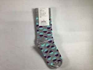 Adult Happy Socks Gray Pattern Combed Cotton Crew Socks M 8-12 W 10-12.5 NEW - Picture 1 of 4