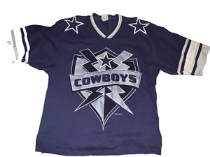 Vintage DALLAS COWBOYS T-Shirt Large Blue Silver 90s 1996 Single Stitch NICE - Picture 1 of 9
