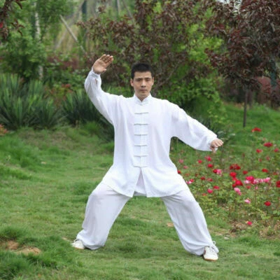 Cotton Kung Fu Tai Chi Uniform Martial Arts Wushu Taiji Wing Chun Suit Mens Set - Image 1 of 4